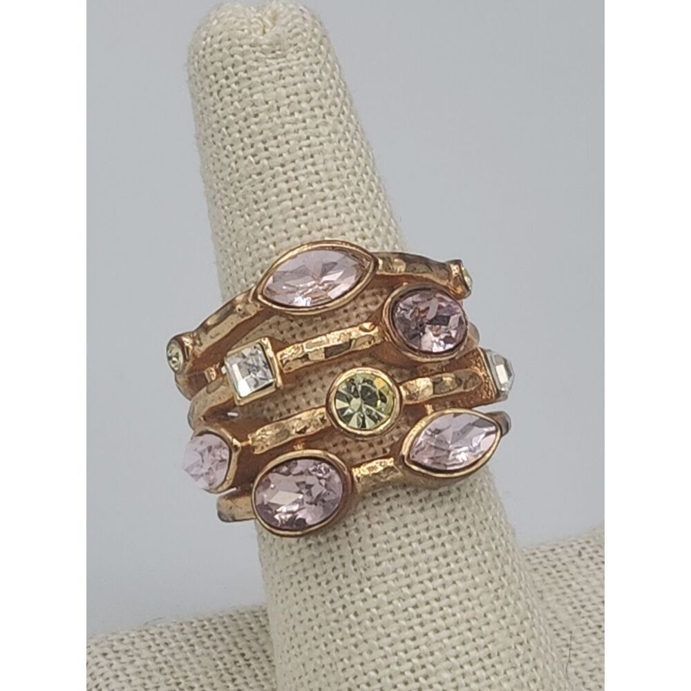 RJ Graziano Rose Gold  Multi Band Gemstone Ring sz 7